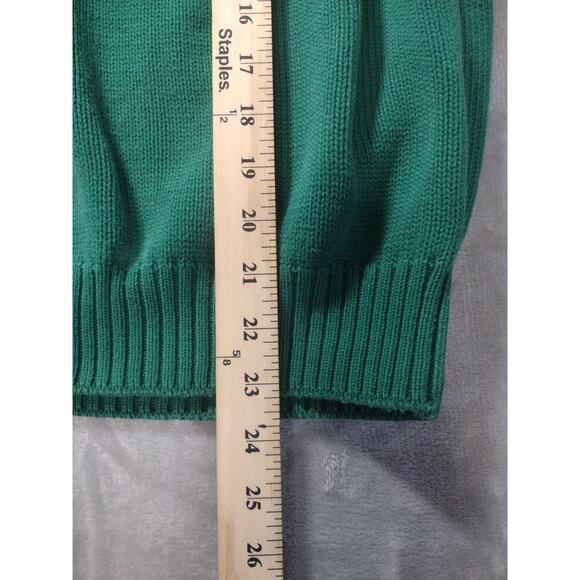 Lands' End Women's Petite L (14-16) Drifter Crew Sweater Cotton Green - Picture 5 of 7